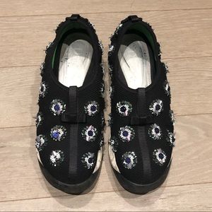 DIOR black mesh embellished fusion sneakers